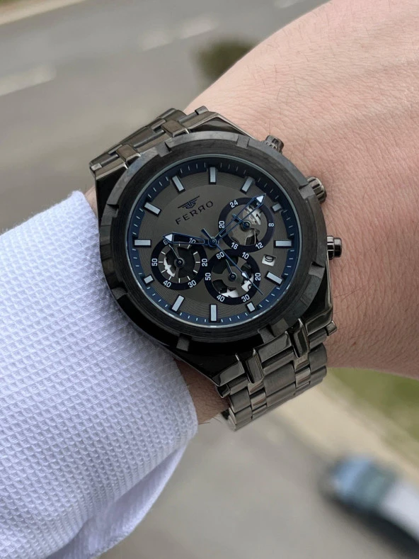 FERRO İç Fonksiyonları Aktif Chronograph 30 Mt Su Geçirmez Erkek kol Saat xf0038 - Resim 3