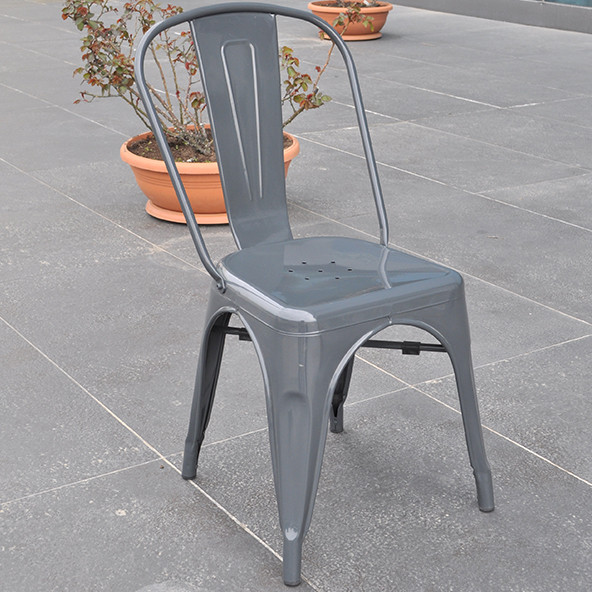 Tolix Kolsuz Metal Sandalye-Antrasit Gri - 3