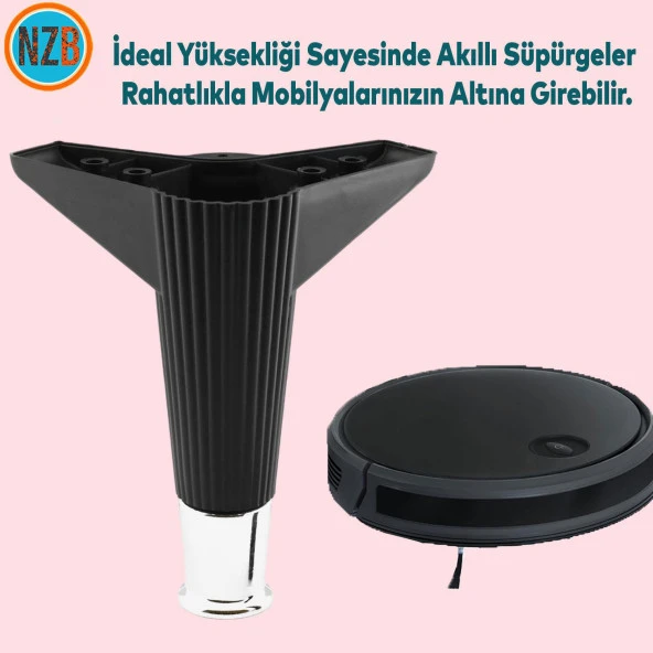 Mobilya Takımı Çekyat Kanepe Sehpa TV Ünitesi Koltuk Ayağı Baza Ayak Siyah Krom 15 cm - 4