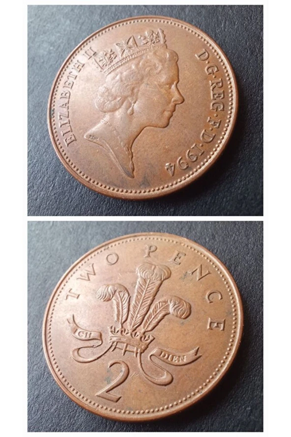 1994 Elizabeth two pence ça Eski yabancı madeni para