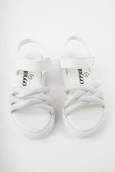 Muggo JAZZ  Garantili Günlük Ortopedik Hafif Taban Örgü Detaylı Cırtlı Kız Çocuk Sandalet - 10