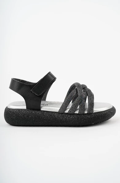 Muggo JAZZ  Garantili Günlük Ortopedik Hafif Taban Örgü Detaylı Cırtlı Kız Çocuk Sandalet - 12