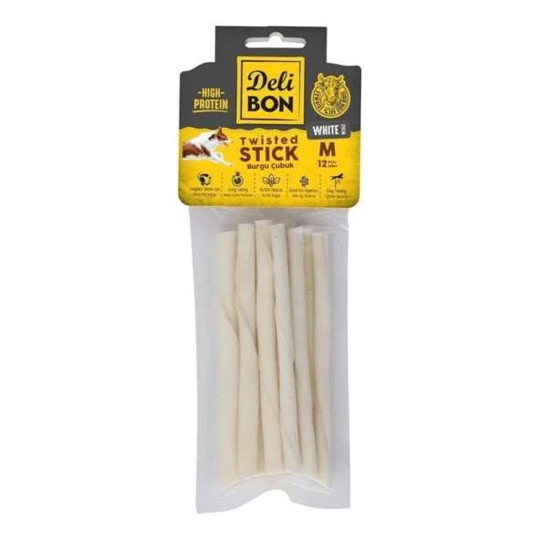 Delibon Deri Burgu Çubuk Orta Boy Kalın Boy Beyaz 12 Adet - Resim 2