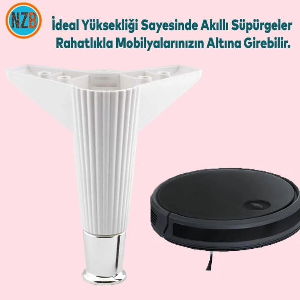 Mobilya Takımı Kanepe Çekyat Sehpa TV Ünitesi Koltuk Ayağı Baza Ayakları Beyaz Krom 15 cm - 4