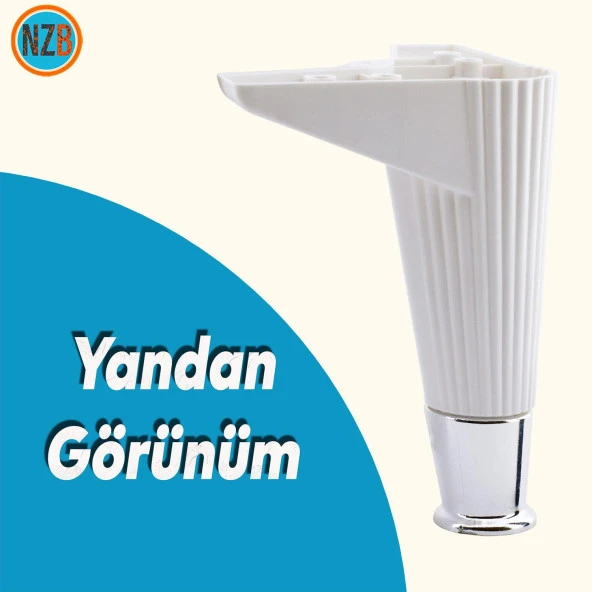 Mobilya Takımı Kanepe Çekyat Sehpa TV Ünitesi Koltuk Ayağı Baza Ayakları Beyaz Krom 15 cm - 8