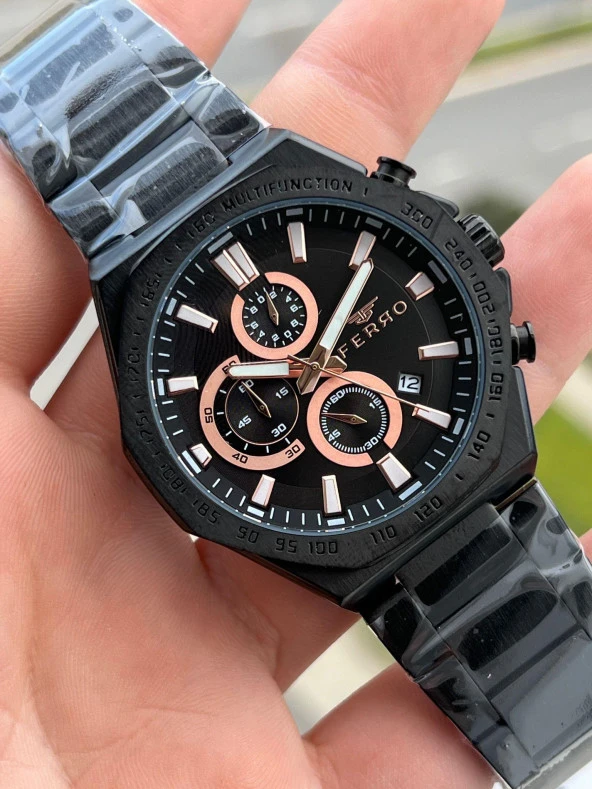 FERRO İç Fonksiyonları Aktif Chronograph 30 Mt Su Geçirmez Erkek kol Saat xf0040 - Resim 2