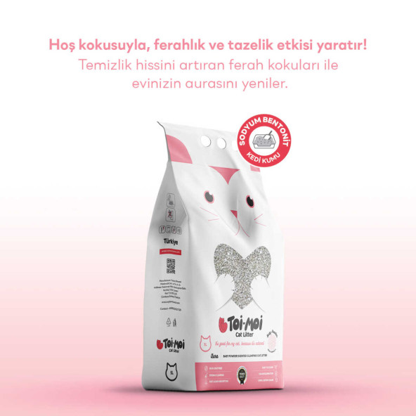 TOİ MOİ CAT LİTTER KARBONLU KEDİ KUMU 5L BEBEK PUDRALI - 2