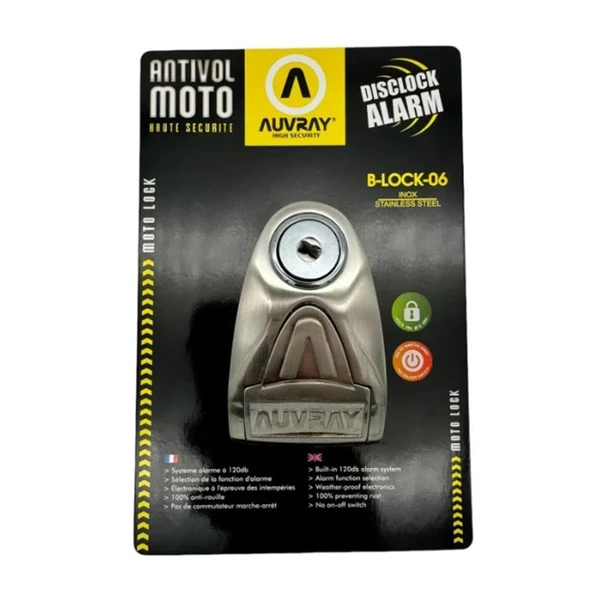 Auvray B-LOCK 06 ALARMLI DİSK KİLİDİ 6 MM 120db INOX ÇELİK - Resim 3