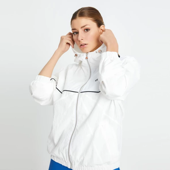 Ellesse Kadın Fermuarlı Kapüşonlu Ceket Beyaz Yazlık - 4