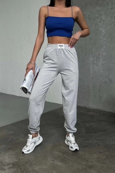 Rahatlığın Şıklığı Tarz Gri Paçası Lastikli Eşofman Altı - 7