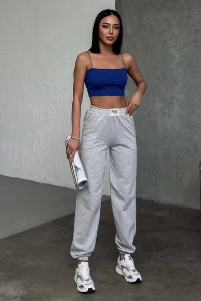 Rahatlığın Şıklığı Tarz Gri Paçası Lastikli Eşofman Altı - 8