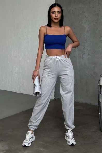 Rahatlığın Şıklığı Tarz Gri Paçası Lastikli Eşofman Altı - 5