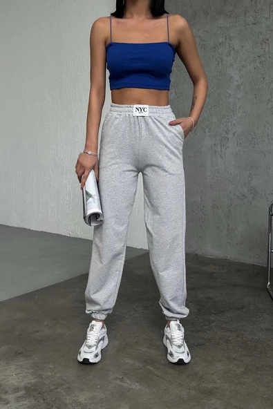 Rahatlığın Şıklığı Tarz Gri Paçası Lastikli Eşofman Altı - 6