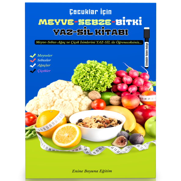 Meyve ve Sebzeleri Öğreten YAZ-SİL Kitabı - 1