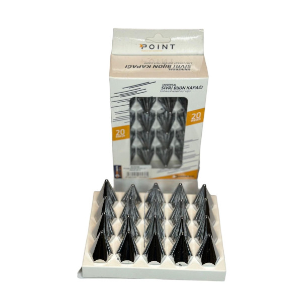 Sivri Krom Bijon - 19 Lokma Uyumlu, Krom Geçme Kapak (20'li Set) - 2