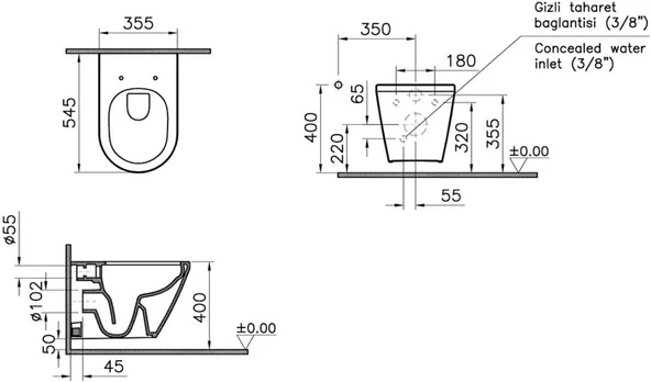 VitrA Integra 7041L003-0090 Rim-ex Asma Klozet, 54 cm, Beyaz - Resim 4
