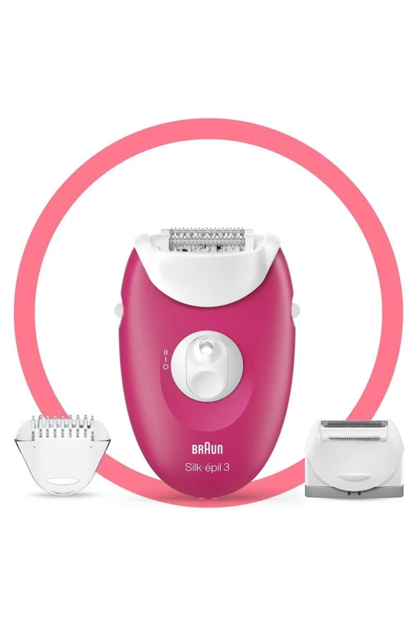 Braun Silk-épil 3 3276 Smartlight, 2'si 1 Arada Kablolu Epilatör / Ahududu Pembe