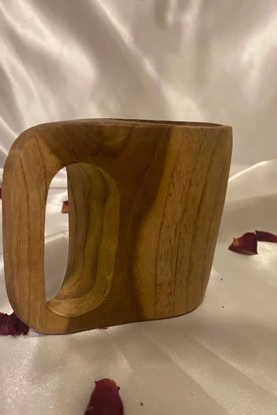 Kuksa Ahşap Rengi Tahta Bardak Kupa - 2
