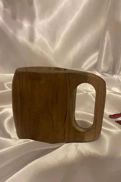 Kuksa Ahşap Rengi Tahta Bardak Kupa - 4
