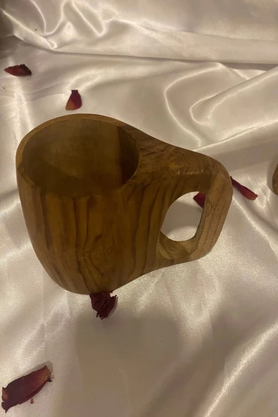 Kuksa Ahşap Rengi Tahta Bardak Kupa - 5
