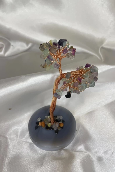 Doğaltaş Avanturin Taşı Doğal Taş Bakır Hayat Ağacı Stres Meditasyon Taşı - 9