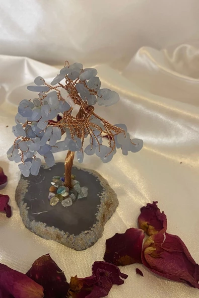 Doğaltaş Avanturin Taşı Doğal Taş Bakır Hayat Ağacı Stres Meditasyon Taşı - 3