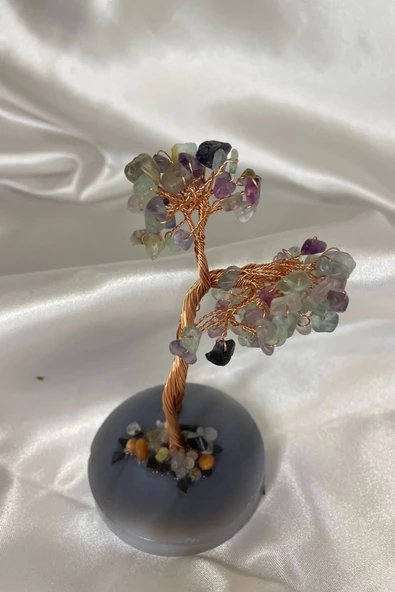 Doğaltaş Avanturin Taşı Doğal Taş Bakır Hayat Ağacı Stres Meditasyon Taşı - 2