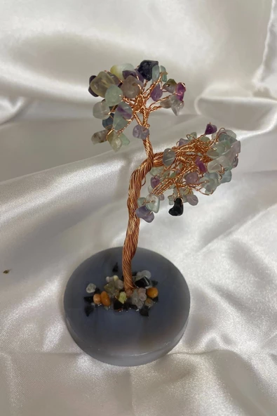 Doğaltaş Avanturin Taşı Doğal Taş Bakır Hayat Ağacı Stres Meditasyon Taşı - 10