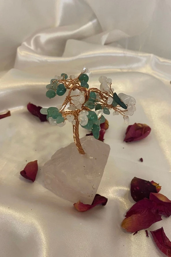 Doğaltaş Yeşim Kuvars Quartz Taşı Doğal Taş Bakır Hayat Ağacı Negatif Enerji Taşı