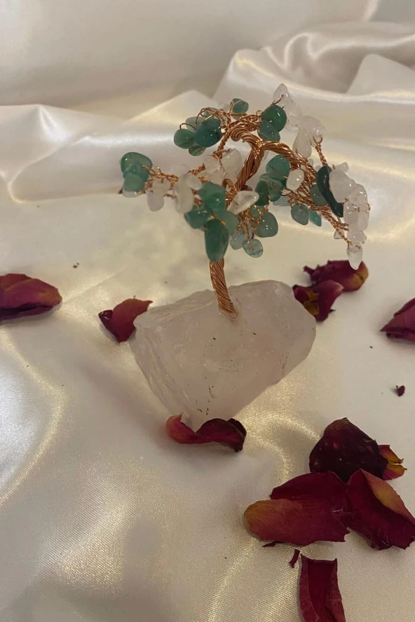 Doğaltaş Yeşim Kuvars Quartz Taşı Doğal Taş Bakır Hayat Ağacı Negatif Enerji Taşı - 4