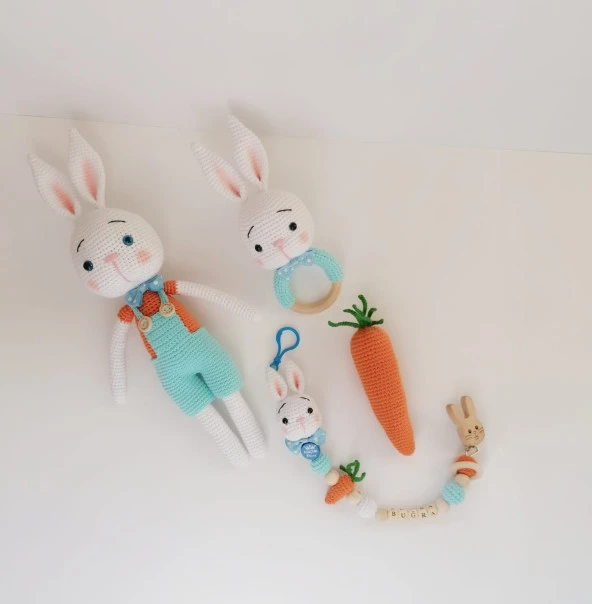 Havuçlu  Yenidoğan Set Amigurumi Organik Oyuncak - 2