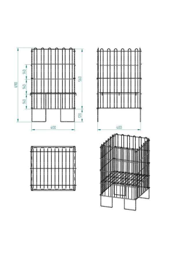 ECZANE 40X40 KATLANIR TEL HAVUZ SEPET BEYAZ - 6