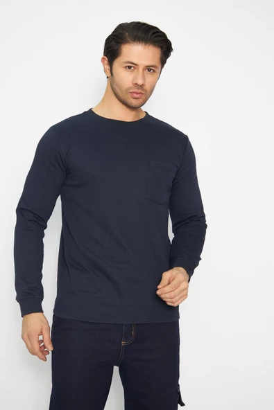 Sweat t-shırt Bisiklet Yaka Kışlık Uzun Kol