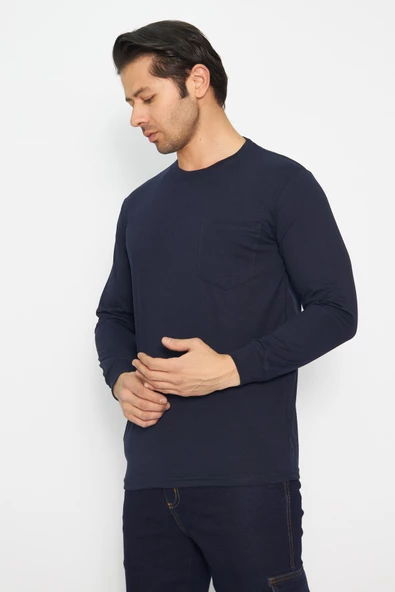 Uzun Kol Sıfır Yaka Sweatshirt - Resim 5