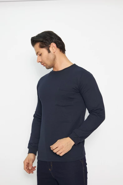 Uzun Kol Sıfır Yaka Sweatshirt - Resim 10