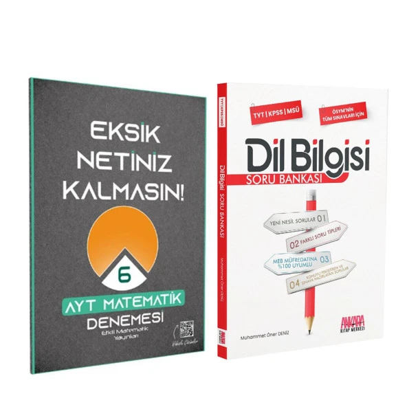 Etkili Matematik AYT Matematik Eksik Netiniz Kalmasın 6 Deneme ve AKM Dil Bilgisi Soru Bankası Seti