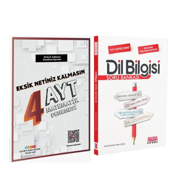 Etkili Matematik AYT Matematik Eksik Netiniz Kalmasın 4 Deneme ve AKM Dil Bilgisi Soru Bankası Seti 2 Kitap