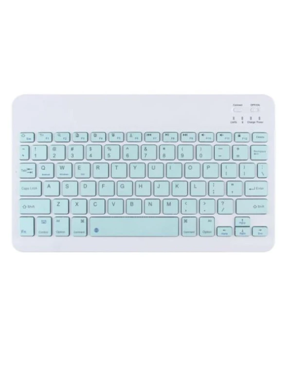 Hometech Alfa 8RX 8" Uyumlu Kablosuz Bluetooth Şarj Edilebilir Mini Q Klavye Mouse Seti - Mavi - Resim 2