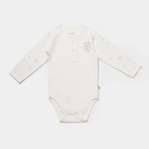 Bibaby Biorganic Koala Jungle Uzun Kol Bebek Body 56973 Gri