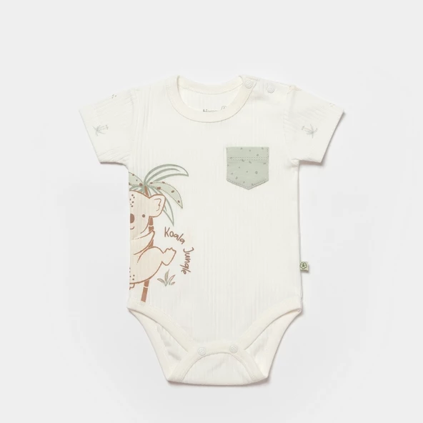 Bibaby Biorganic Koala Jungle Kısa Kol Bebek Body 56968 Mint