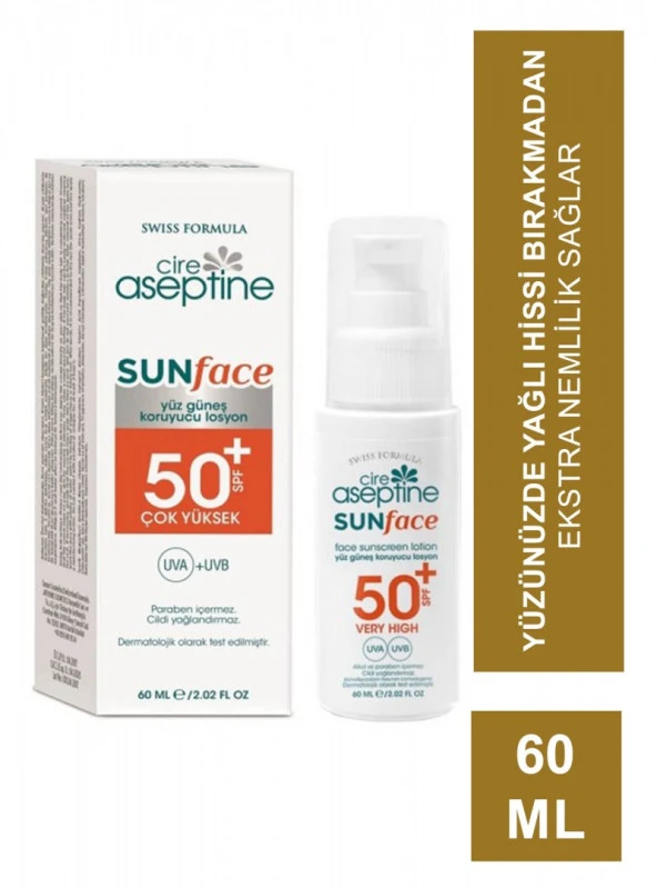 Cire Aseptine Sun Yüz Güneş Koruyucu Losyon 50 SPF 60ml