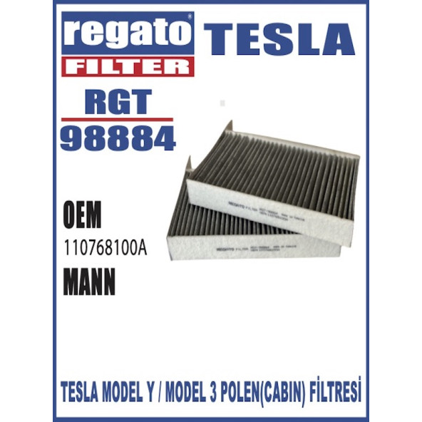 REGATO TESLA MODEL Y - MODEL 3 POLEN FİLTRESİ