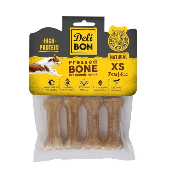 Delibon Deri Pres Kemik Natural XS 7Cm 4lü Paket