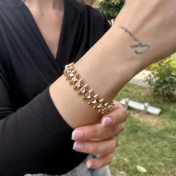14k Rose Gold Crampoon Kelepçe Bilezik ürün görseli 1