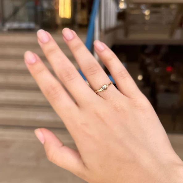 14k Altın Taşlı Fil Yüzük - Resim 2