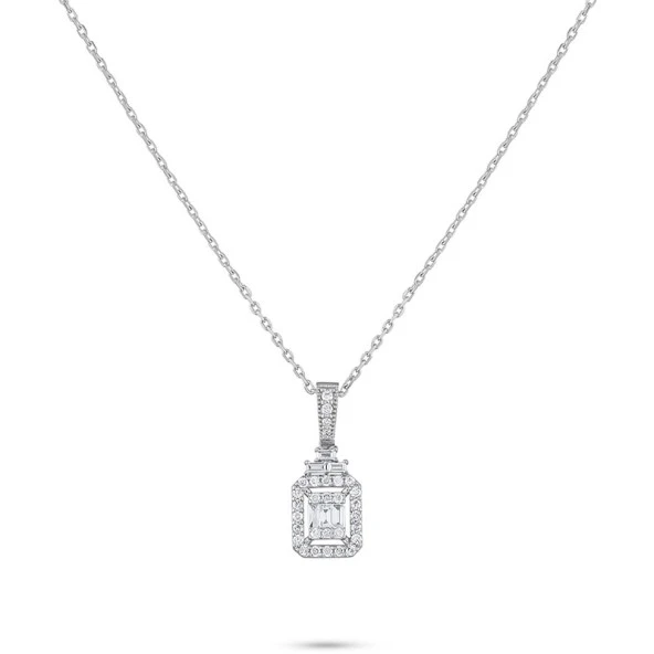 Beyaz Altın Pırlanta Baget Kolye ürün görseli