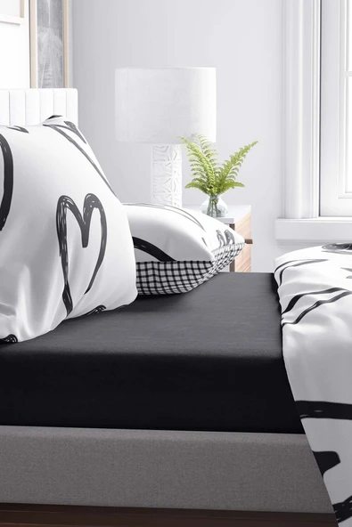 Rivaİstanbul Siyah Tek Kişilik Lastikli Çarşaf - Resim 3