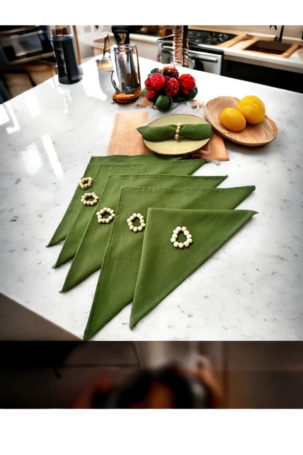 Premium Haki Yeşil 6lı Peçete TAKIMI (toka hediyeli) 40x40 - 3