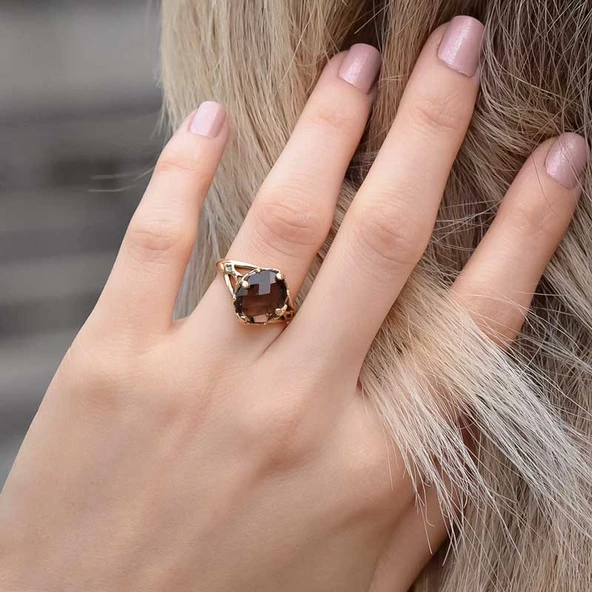 14 Ayar Altın Doğal Taşlı Yüzük - Resim 3