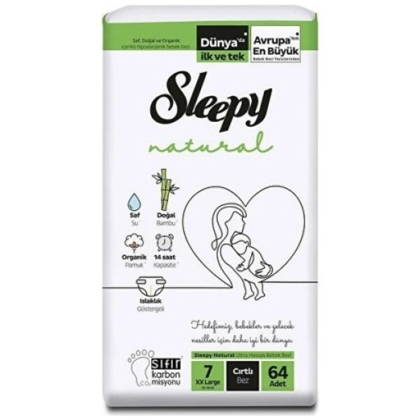 Sleepy Natural 7 Numara XXLarge 64'lü Bebek Bezi